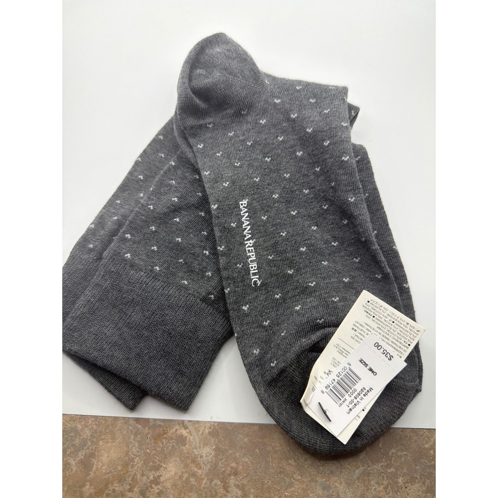 Banana Republic Womens Gray Micro Dot Cotton Blend Crew Socks One Size NWT